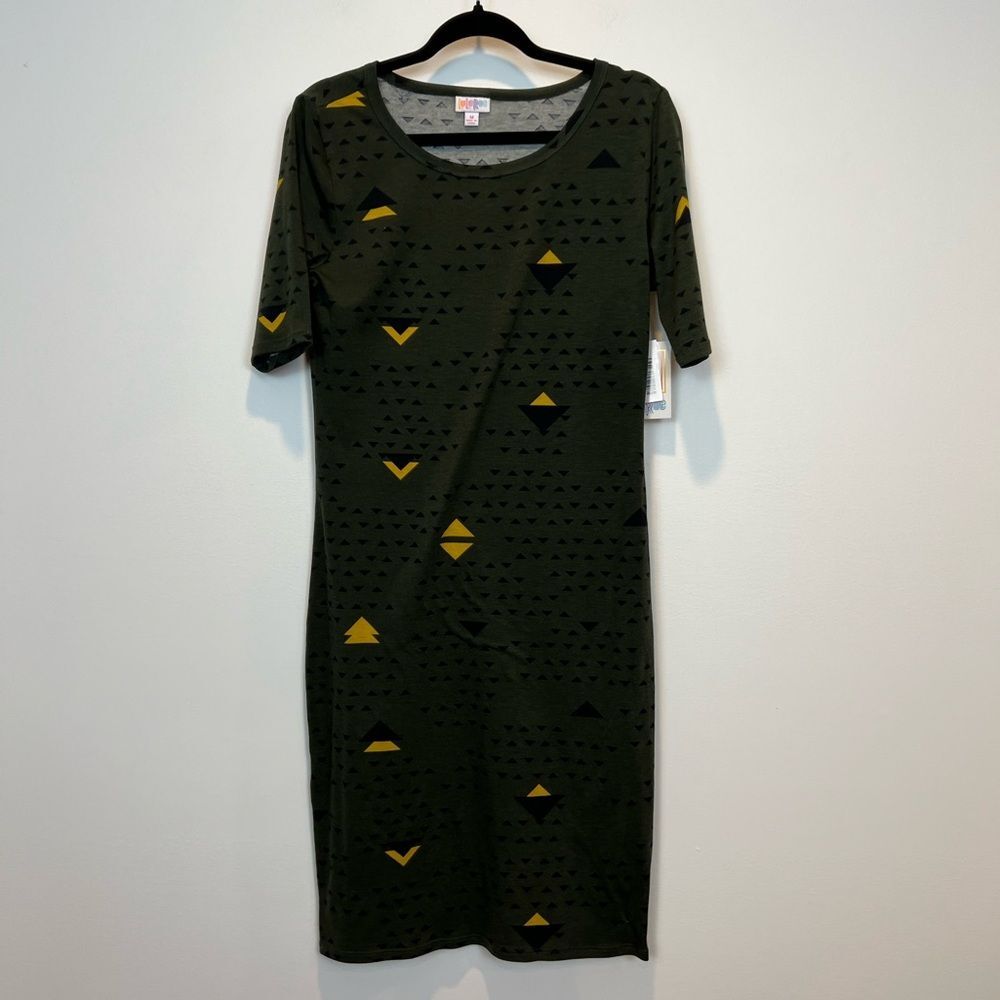 LULAROE Dress Julia Sz Medium Green yellow Black NWT